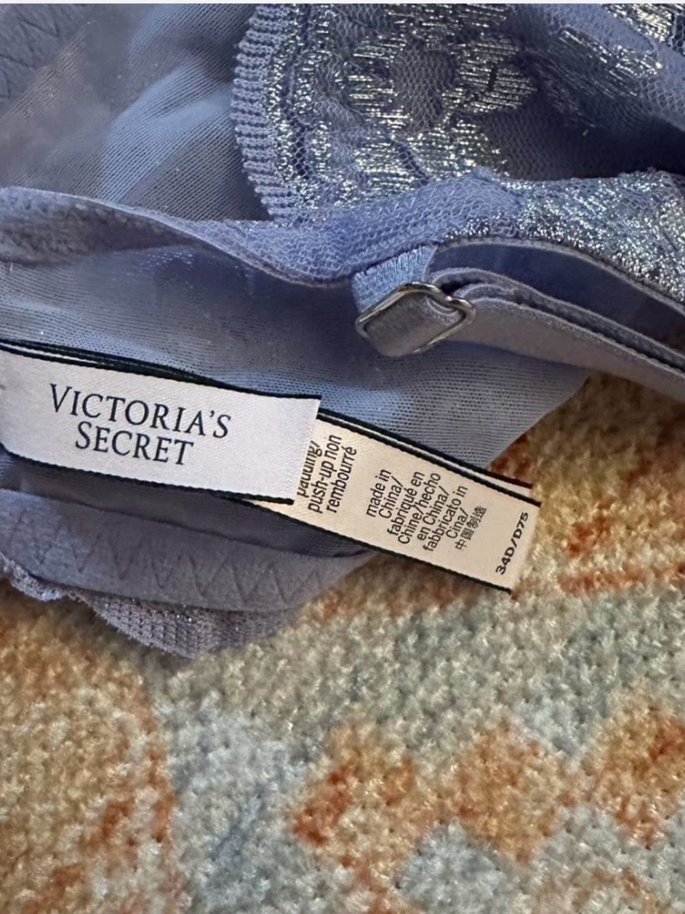 Victoria’s Secret the dream angels push up without lining lilac silver pearl 34D - Picture 6 of 7